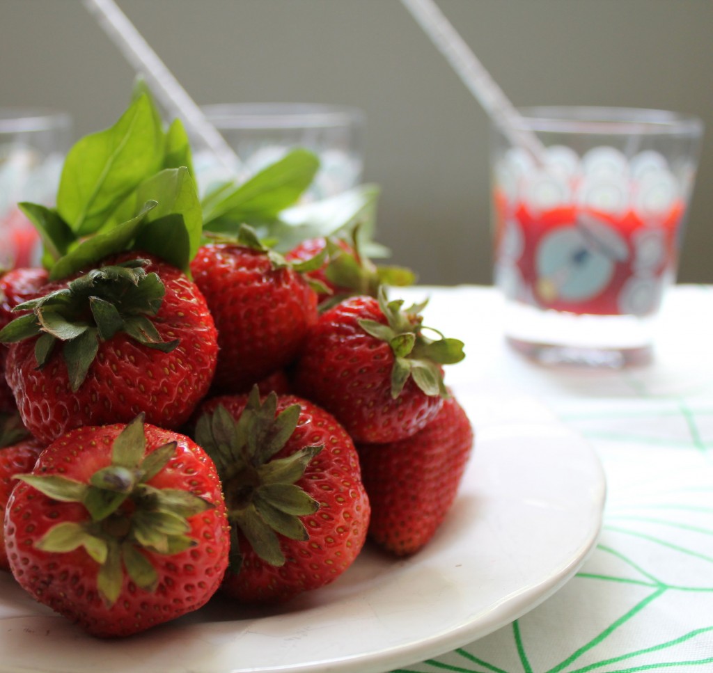 strawberries and thai basil