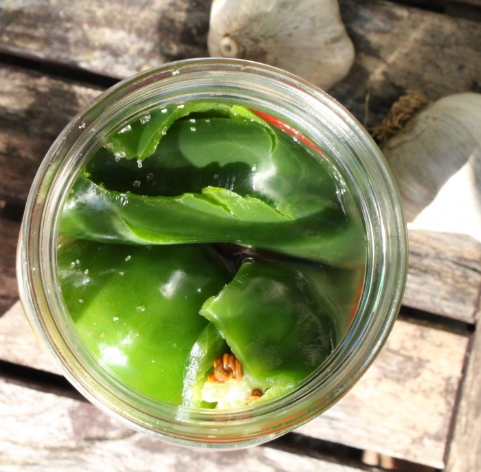 Cracked packed pickled peppers