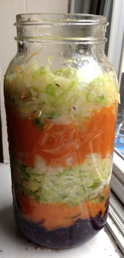 Sauerkraut in a mason jar