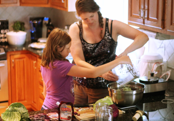 Sauerkraut is very hand intensive which makes it a great thing to make with kids!