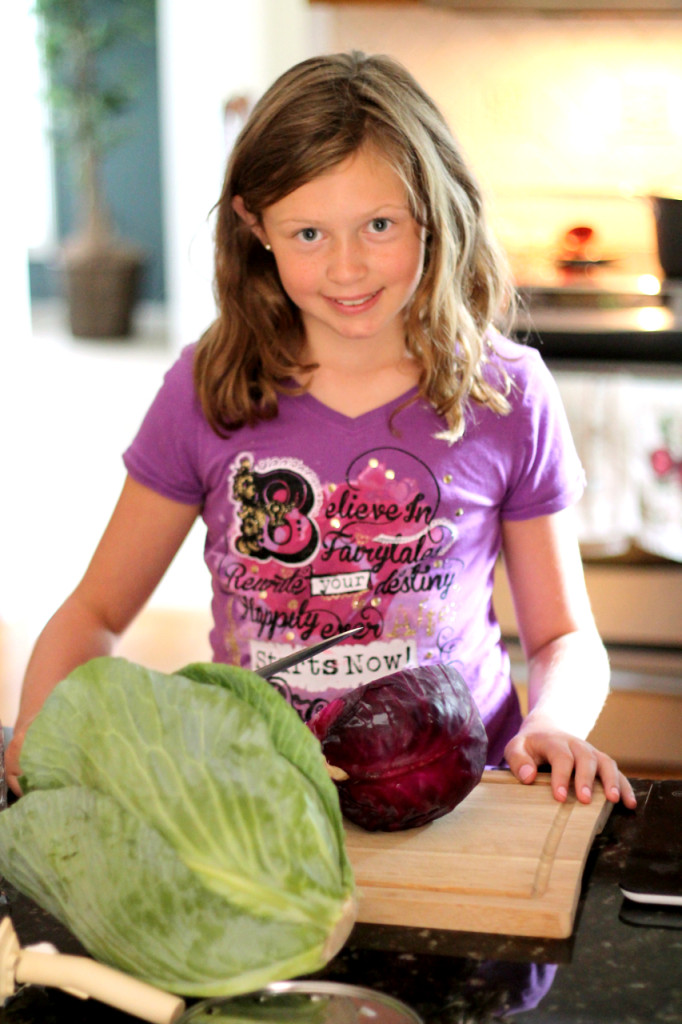My niece chopped some mondo heads of cabbage like a pro!