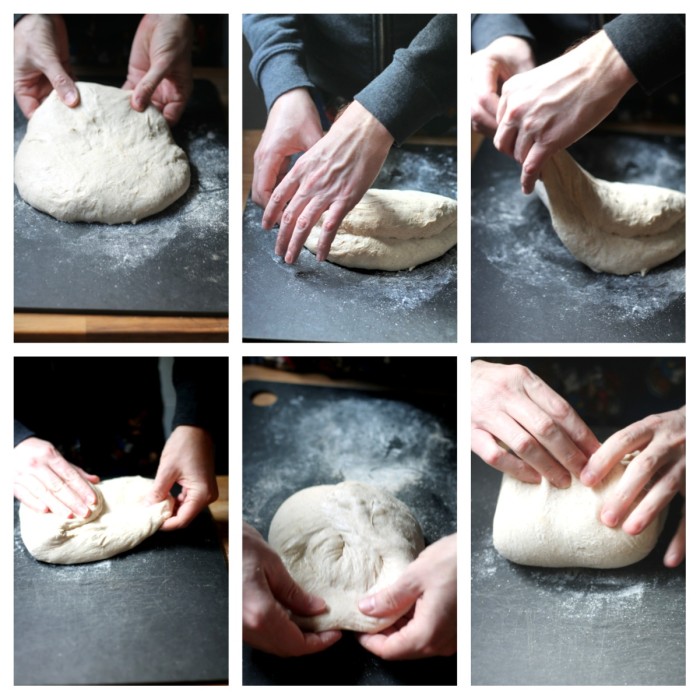 Step by step shaping of a naturally leavened boule