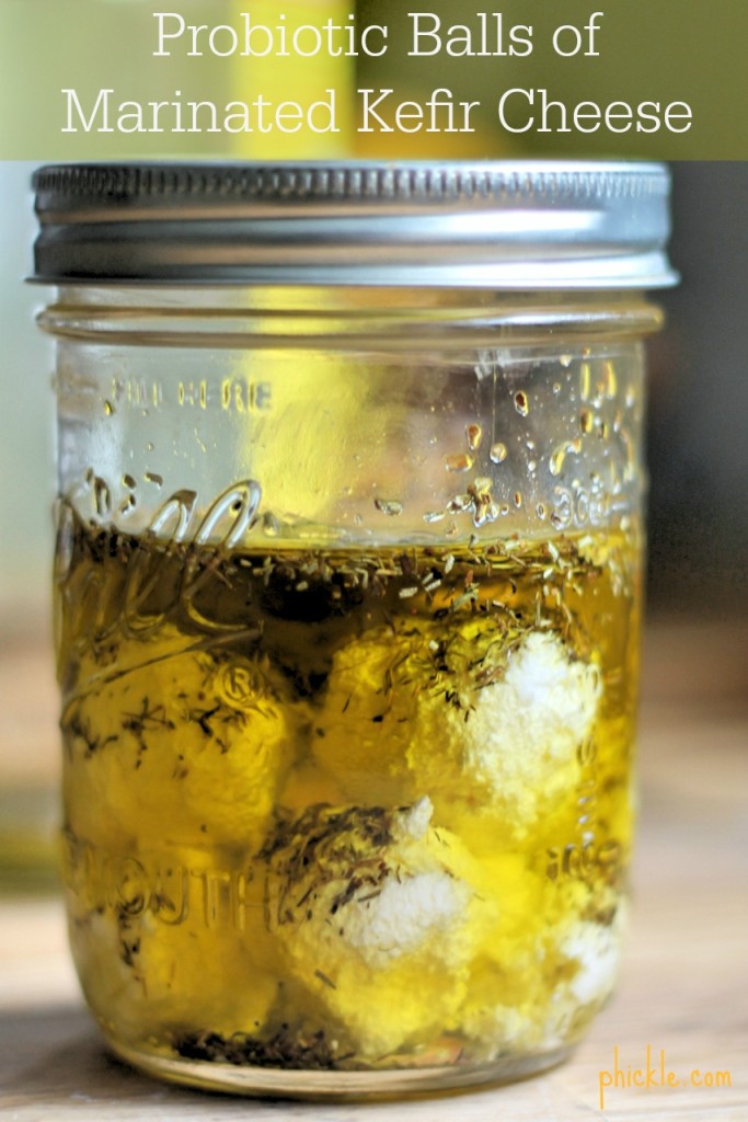 Jar of marinated kefir bocconcini cheese phickle