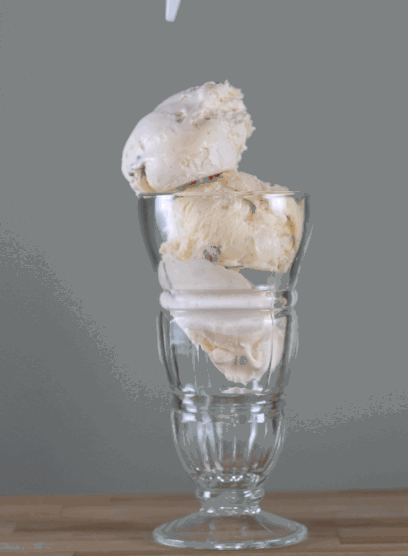 Fruit sauce drizzled on ice cream gif