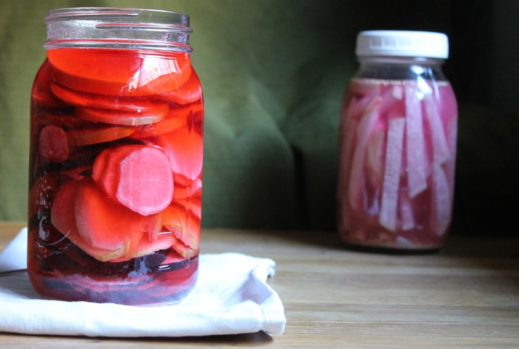 Pickled radishes and daikon